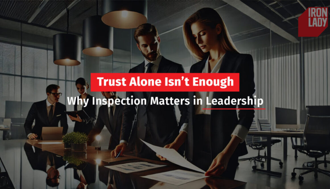 Leader conducting a structured review meeting to inspect team progress and ensure alignment with goals.